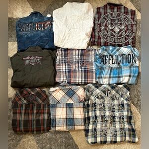 Affliction long sleeve bottom down size large